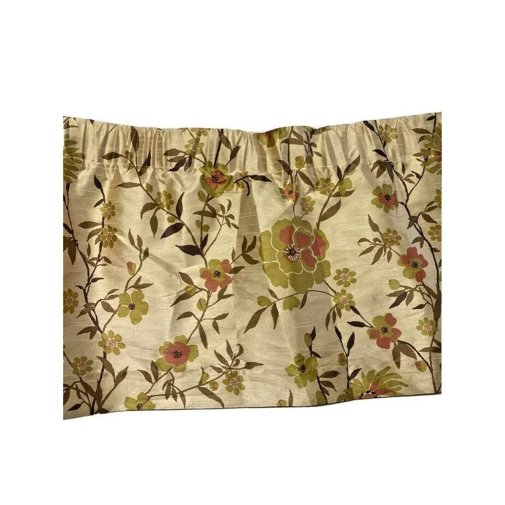 2 Vintage Springs Global Luxury Valances Curtains Window Treatments Gold Floral